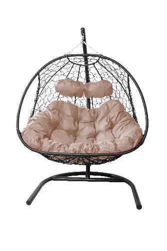 Подвесное кресло Добрыня с ротангом черное, бежевая подушка (Ткань оксфорд) - купить в интернет-магазине Diopt.ru Подвесное кресло Добрыня с ротангом черное, бежевая подушка (Ткань оксфорд) - купить в интернет-магазине Diopt.ru