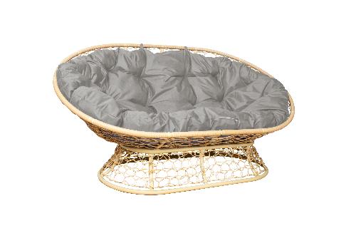 Диван МАМАСАН с ротангом бежевый, серая подушка - купить в интернет-магазине Diopt.ru Диван МАМАСАН с ротангом бежевый, серая подушка - купить в интернет-магазине Diopt.ru