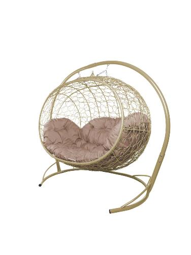 Подвесной диван УЛЕЙ с ротангом бежевый, бежевая подушка - купить в интернет-магазине Diopt.ru Подвесной диван УЛЕЙ с ротангом бежевый, бежевая подушка - купить в интернет-магазине Diopt.ru