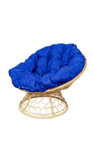 Кресло ПАПАСАН с ротангом бежевое, синяя подушка - купить в интернет-магазине Diopt.ru Кресло ПАПАСАН с ротангом бежевое, синяя подушка - купить в интернет-магазине Diopt.ru