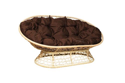 Диван МАМАСАН с ротангом бежевый, коричневая подушка - купить в интернет-магазине Diopt.ru Диван МАМАСАН с ротангом бежевый, коричневая подушка - купить в интернет-магазине Diopt.ru