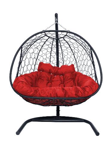 Подвесное кресло Добрыня с ротангом черное, красная подушка (Ткань оксфорд) - купить в интернет-магазине Diopt.ru Подвесное кресло Добрыня с ротангом черное, красная подушка (Ткань оксфорд) - купить в интернет-магазине Diopt.ru