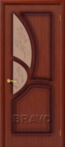 Межкомнатная шпонированная дверь Стандарт Греция ПО макоре худ.стекло - купить в интернет-магазине Diopt.ru