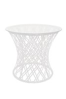 Стол Бонго макси со стеклом  (бесцветный), белый, диаметр 0,56 м