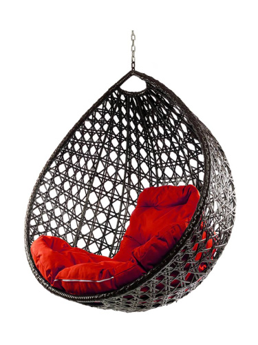 Подвесное кресло КАПЛЯ ЛЮКС с ротангом, коричневый, красная подушка (БЕЗ СТОЙКИ) - купить в интернет-магазине Diopt.ru Подвесное кресло КАПЛЯ ЛЮКС с ротангом, коричневый, красная подушка (БЕЗ СТОЙКИ) - купить в интернет-магазине Diopt.ru