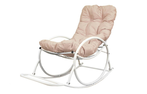 Кресло-качалка Овал белое, бежевая подушка - купить в интернет-магазине Diopt.ru