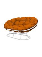 Диван МАМАСАН без ротанга белое, оранжевая подушка