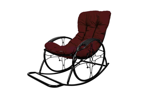 Кресло-качалка Овал ЛЮКС черное, бордовая подушка - купить в интернет-магазине Diopt.ru