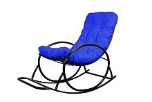 Кресло-качалка Овал черное, синяя подушка