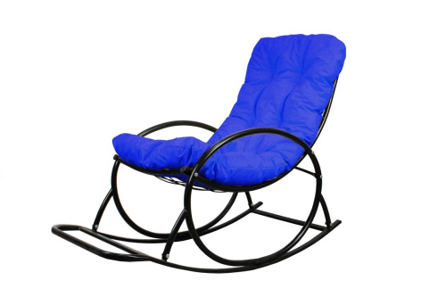 Кресло-качалка Овал черное, синяя подушка - купить в интернет-магазине Diopt.ru