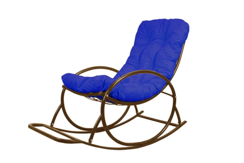 Кресло-качалка Овал коричневое, синяя подушка - купить в интернет-магазине Diopt.ru