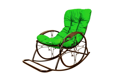 Кресло-качалка Овал ЛЮКС коричневое, зеленая подушка - купить в интернет-магазине Diopt.ru