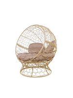 Кресло АПЕЛЬСИН с ротангом бежевое, бежевая подушка