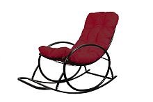 Кресло-качалка Овал черное, бордовая подушка