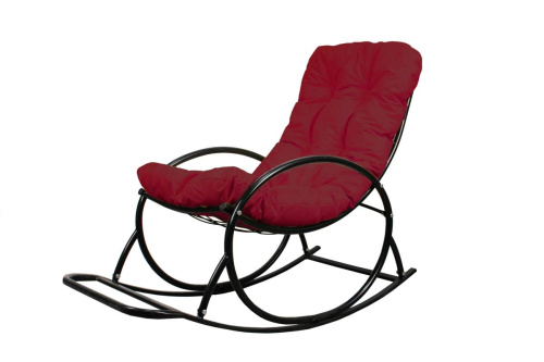 Кресло-качалка Овал черное, бордовая подушка - купить в интернет-магазине Diopt.ru Кресло-качалка Овал черное, бордовая подушка - купить в интернет-магазине Diopt.ru