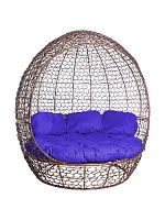 Диван Комфорт Купол с ротангом, коричневый, синяя подушка