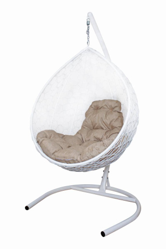 Подвесное кресло КАПЛЯ Home с ротангом белое, подушка Лен - купить в интернет-магазине Diopt.ru
