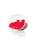 Диван ЛЕЖЕБОКА на подставке с ротангом белый, красная подушка, шт