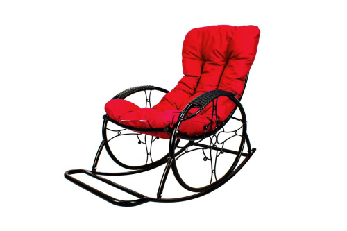 Кресло-качалка Овал ЛЮКС черное, красная подушка - купить в интернет-магазине Diopt.ru