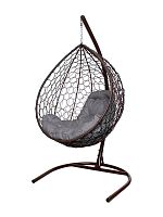 Подвесное кресло КАПЛЯ Home с ротангом коричневое, подушка Пепел