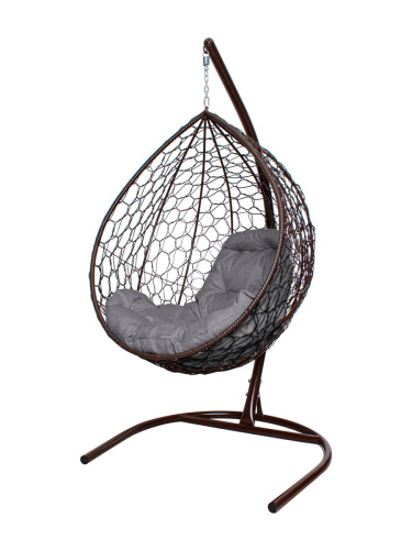 Подвесное кресло КАПЛЯ Home с ротангом коричневое, подушка Пепел - купить в интернет-магазине Diopt.ru