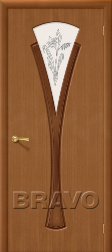 Межкомнатная шпонированная дверь Стандарт Флора ПО орех - купить в интернет-магазине Diopt.ru