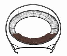 Подвесное кресло Диоген чёрное, коричневая подушка