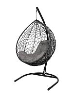 Подвесное кресло КАПЛЯ с ротангом чёрное, подушка Пепел
