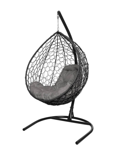 Подвесное кресло КАПЛЯ с ротангом чёрное, подушка Пепел - купить в интернет-магазине Diopt.ru