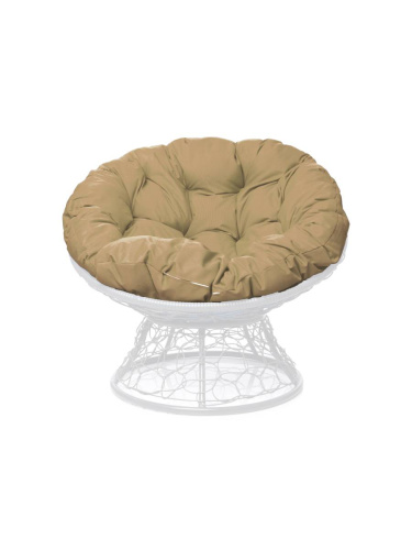 Кресло ПАПАСАН с ротангом белое, бежевая подушка - купить в интернет-магазине Diopt.ru