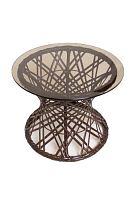 Стол Бонго мини со стеклом (бронза), коричневый, диаметр 0,40 м