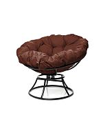 Кресло ПАПАСАН пружинка без ротанга чёрное, коричневая подушка