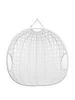 Подвесное кресло ДЛЯ ДВОИХ ЛЮКС, с ротангом, белый (БЕЗ СТОЙКИ, БЕЗ ПОДУШКИ)