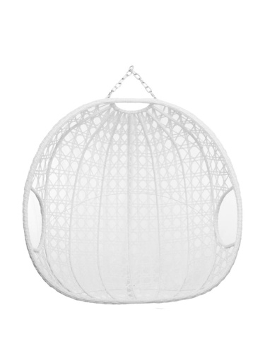 Подвесное кресло ДЛЯ ДВОИХ ЛЮКС, с ротангом, белый (БЕЗ СТОЙКИ, БЕЗ ПОДУШКИ) - купить в интернет-магазине Diopt.ru