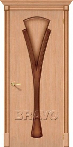 Межкомнатная шпонированная дверь Стандарт Флора ПГ дуб - купить в интернет-магазине Diopt.ru