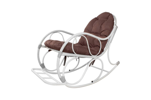 Кресло-качалка Элит белое, подушка Какао - купить в интернет-магазине Diopt.ru