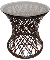 Стол Бонго макси со стеклом (бронза), коричневый, диаметр 0,56 м