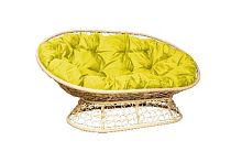 Диван МАМАСАН с ротангом бежевый, желтая   подушка