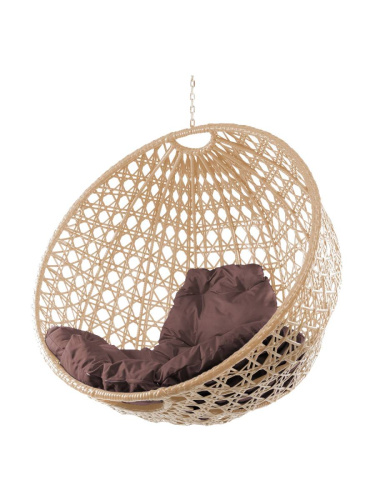 Подвесное кресло КРУГ ЛЮКС с ротангом, бежевое, коричневая подушка (БЕЗ СТОЙКИ) - купить в интернет-магазине Diopt.ru Подвесное кресло КРУГ ЛЮКС с ротангом, бежевое, коричневая подушка (БЕЗ СТОЙКИ) - купить в интернет-магазине Diopt.ru