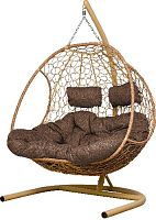 Подвесное кресло ДОБРЫНЯ Home бежевое, подушка Какао (Ткань рогожка)