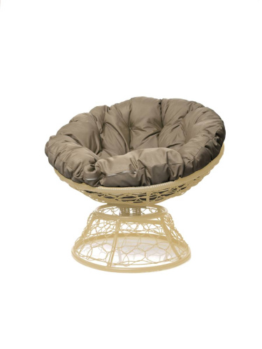 Кресло ПАПАСАН пружинка с ротангом бежевое, бежевая подушка - купить в интернет-магазине Diopt.ru