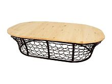 Стол МАМАСАН овальный чёрный с ротангом