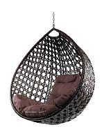 Подвесное кресло КАПЛЯ ЛЮКС с ротангом, коричневый, коричневая подушка (БЕЗ СТОЙКИ)