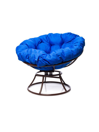 Кресло ПАПАСАН пружинка без ротанга коричневое, синяя подушка - купить в интернет-магазине Diopt.ru