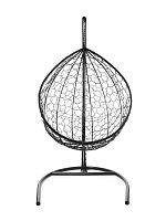 Подвесное кресло КАПЛЯ с ротангом чёрное, голубая подушка