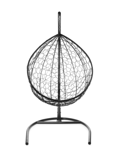 Подвесное кресло КАПЛЯ с ротангом чёрное, голубая подушка - купить в интернет-магазине Diopt.ru