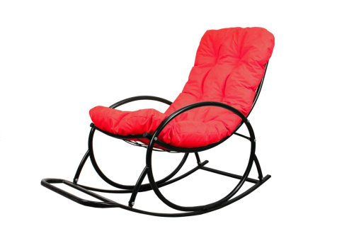 Кресло-качалка Овал черное, красная подушка - купить в интернет-магазине Diopt.ru