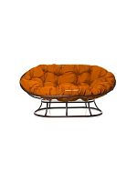 Диван МАМАСАН без ротанга коричневое, оранжевая подушка