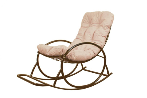 Кресло-качалка Овал коричневое, бежевая подушка - купить в интернет-магазине Diopt.ru