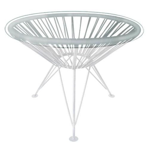 Стол РАКУШКА со стеклом, с ротангом, белый - купить в интернет-магазине Diopt.ru